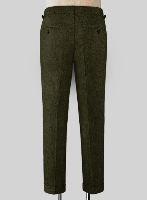 Light Weight Dark Green Highland Tweed Trousers - Click Image to Close