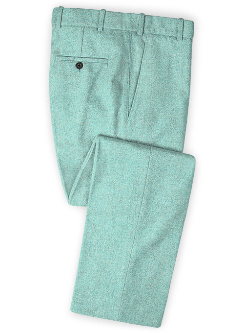 Melange Aqua Blue Tweed Pants