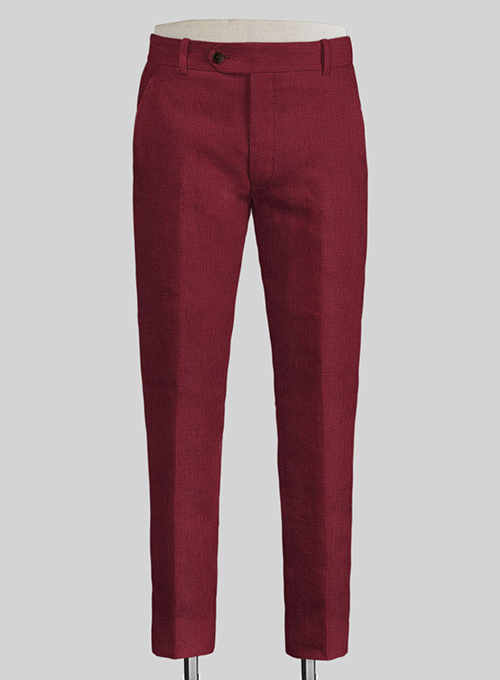 Moscow Maroon Pure Linen Pants