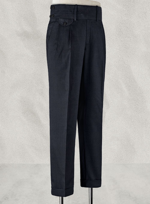 Napolean Dark Blue Double Gurkha Wool Trousers - Click Image to Close