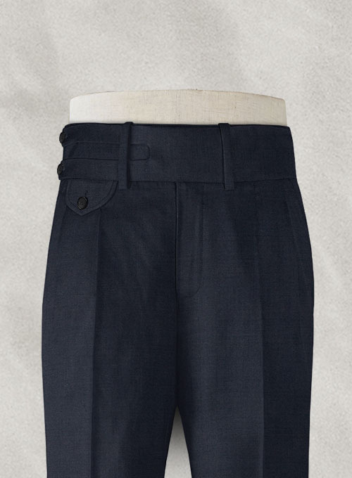 Napolean Dark Blue Double Gurkha Wool Trousers - Click Image to Close