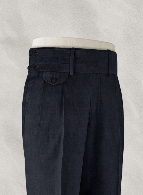 Napolean Dark Blue Double Gurkha Wool Trousers - Click Image to Close
