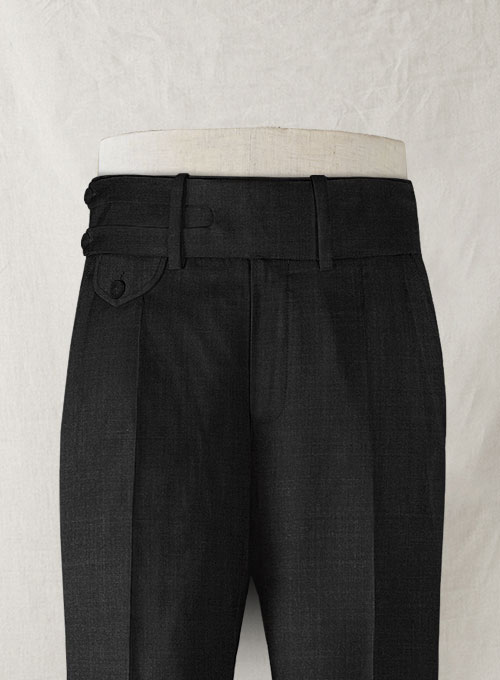 Napolean Dark Charcoal Double Gurkha Wool Trousers