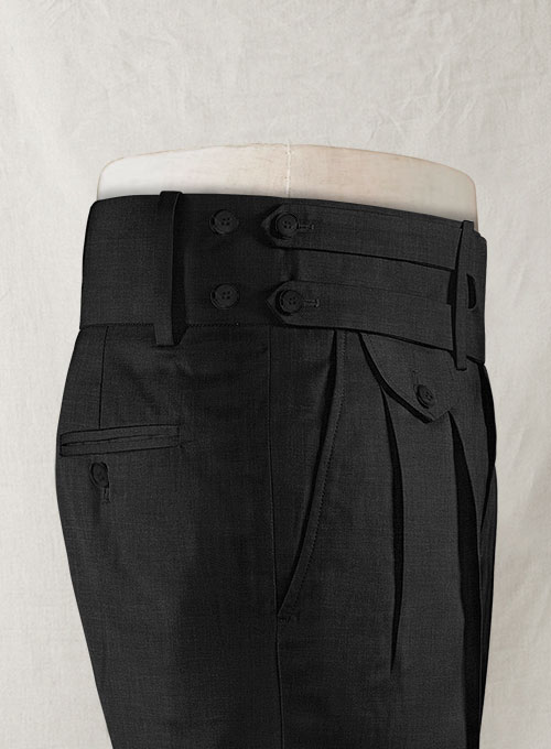 Napolean Dark Charcoal Double Gurkha Wool Trousers