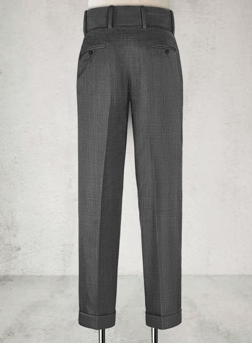 Napolean Gray Pinhead Double Gurkha Wool Trousers