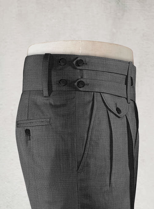 Napolean Gray Pinhead Double Gurkha Wool Trousers