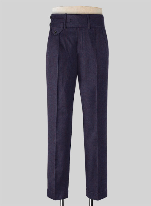 Napolean Eggplant Double Gurkha Wool Trousers