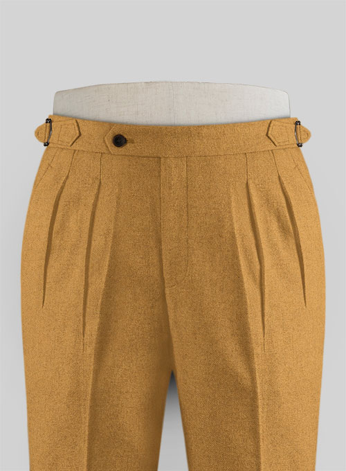 Naples Yellow Highland Tweed Trousers - Click Image to Close