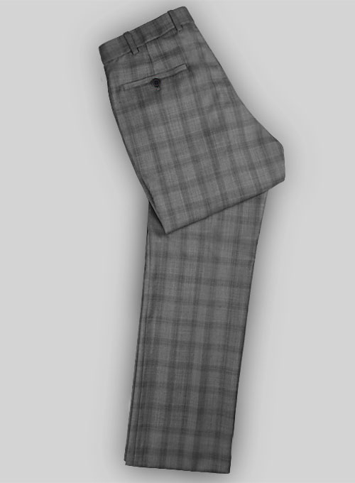 Napolean Metro Lt Gray Checks Wool Pants