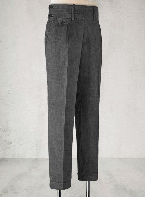 Napolean Mid Charcoal Double Gurkha Wool Trousers