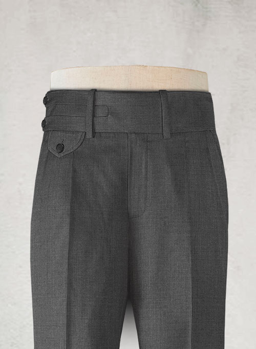 Napolean Mid Charcoal Double Gurkha Wool Trousers