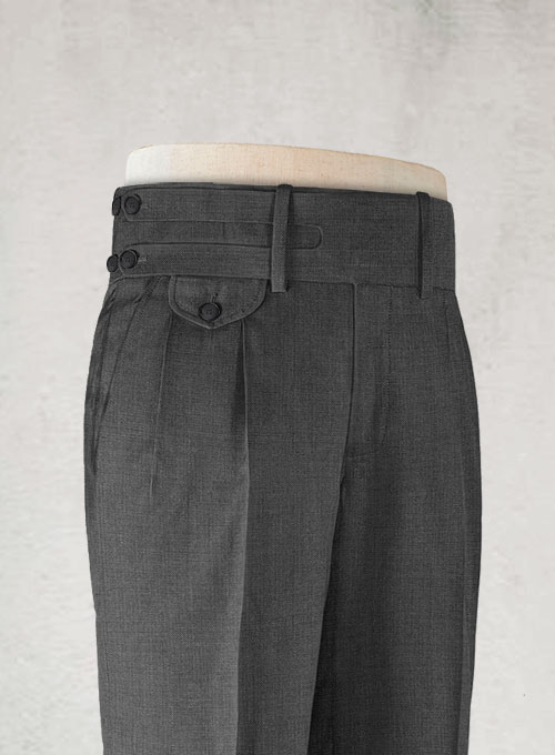 Napolean Mid Charcoal Double Gurkha Wool Trousers