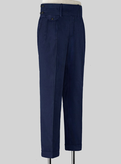 Napolean Bottle Blue Double Gurkha Wool Trousers - Click Image to Close