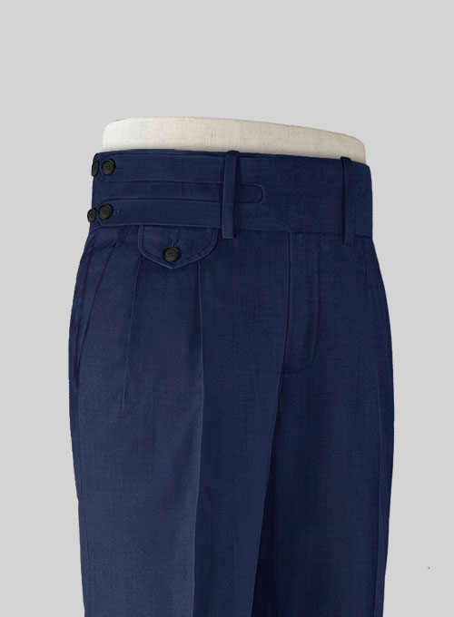 Napolean Bottle Blue Double Gurkha Wool Trousers - Click Image to Close