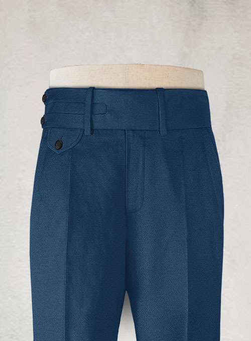 Napolean Casa Blue Double Gurkha Wool Trousers - Click Image to Close