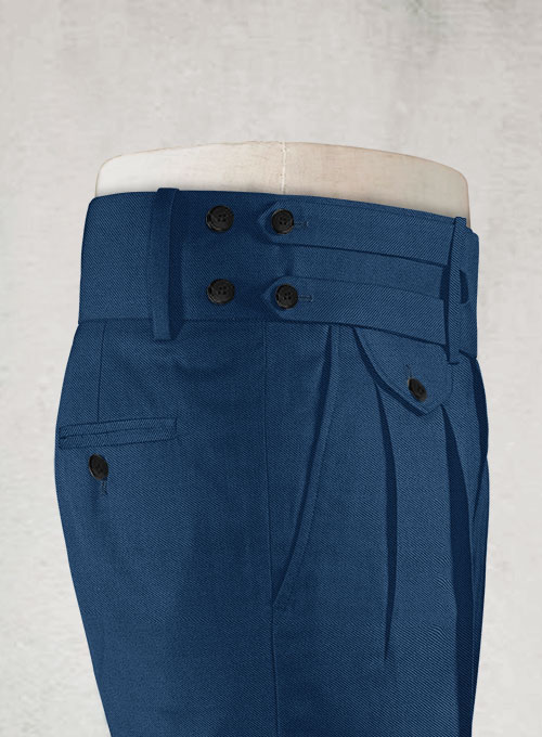Napolean Casa Blue Double Gurkha Wool Trousers - Click Image to Close