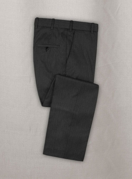 Napolean Charcoal Herringbone Wool Pants