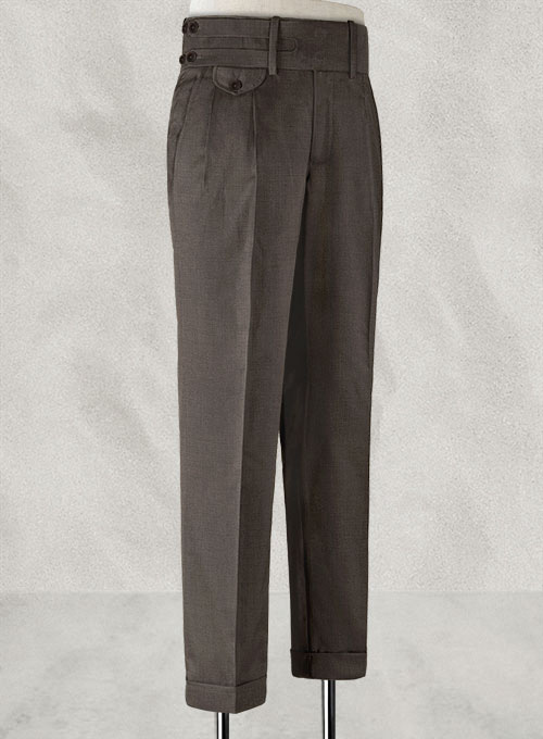Napolean Dark Brown Double Gurkha Wool Trousers - Click Image to Close