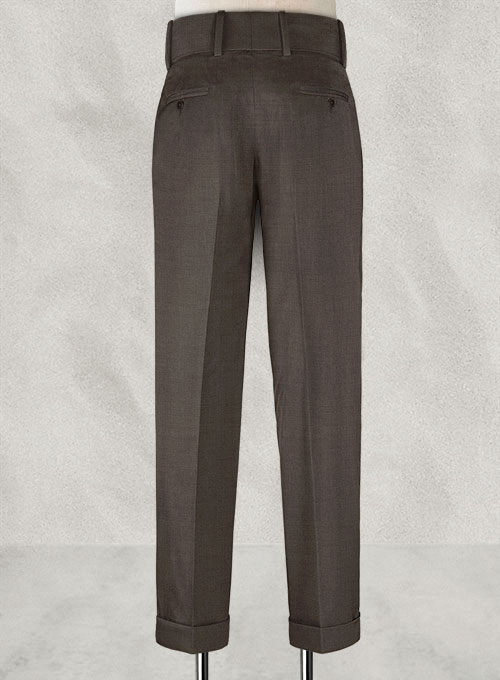 Napolean Dark Brown Double Gurkha Wool Trousers : Made To Measure