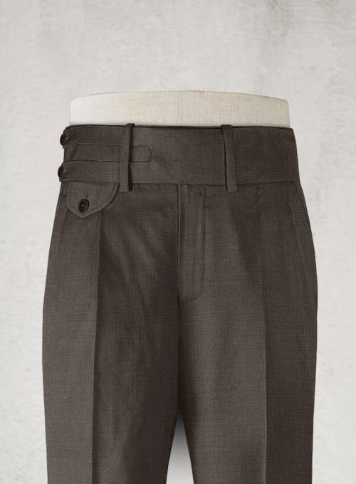 Napolean Dark Brown Double Gurkha Wool Trousers : Made To Measure