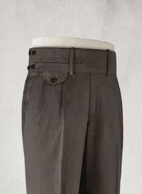 Napolean Dark Brown Double Gurkha Wool Trousers - Click Image to Close