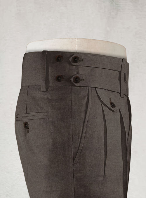 Napolean Dark Brown Double Gurkha Wool Trousers - Click Image to Close