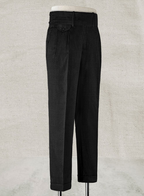 Napolean Stone Black Double Gurkha Wool Trousers