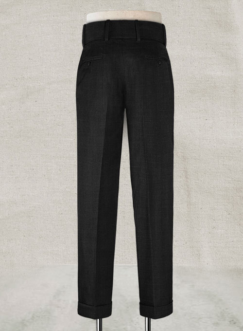 Napolean Stone Black Double Gurkha Wool Trousers - Click Image to Close