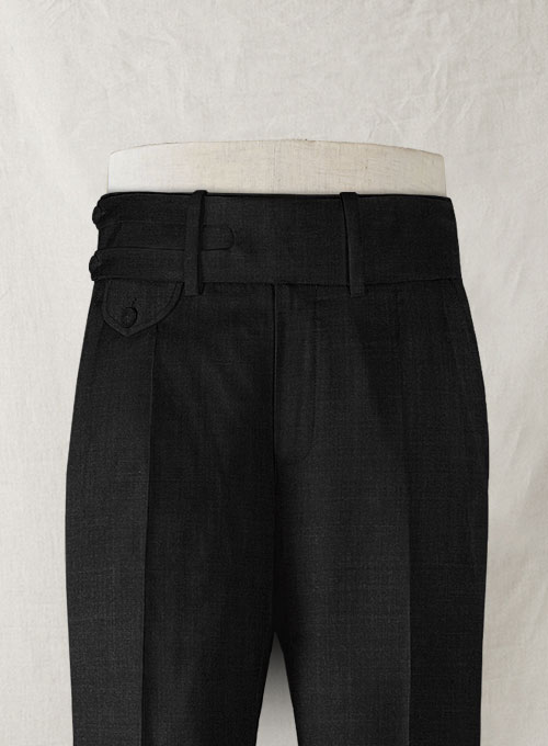 Napolean Stone Black Double Gurkha Wool Trousers - Click Image to Close