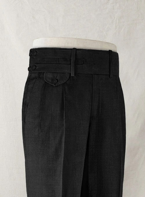 Napolean Stone Black Double Gurkha Wool Trousers - Click Image to Close