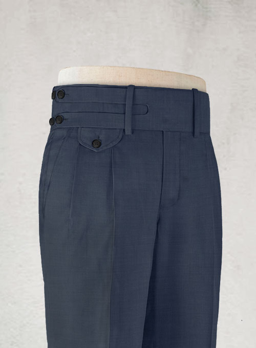 Napolean Highball Blue Double Gurkha Wool Trousers - Click Image to Close
