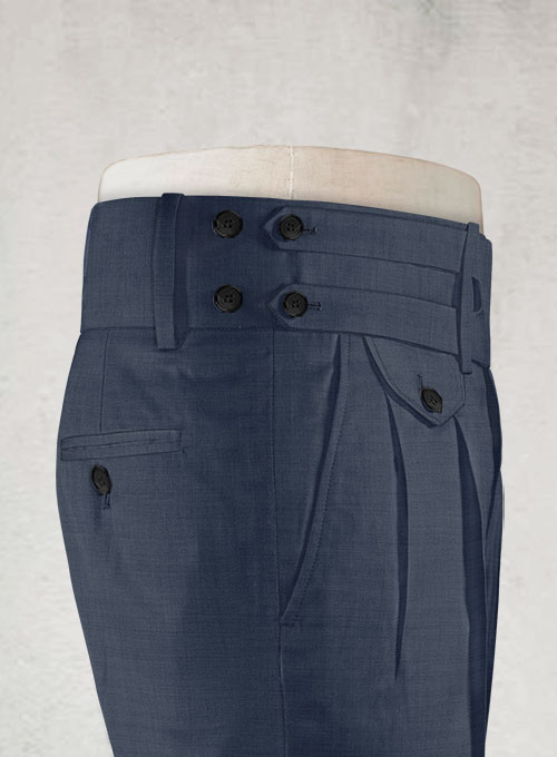 Napolean Highball Blue Double Gurkha Wool Trousers - Click Image to Close