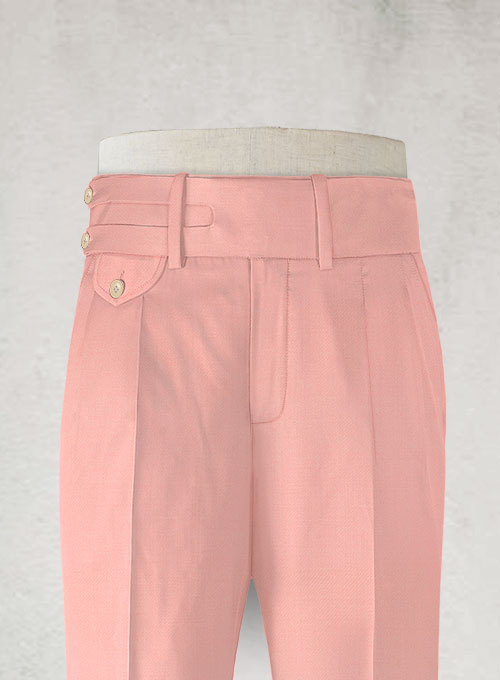 Napolean Runway Pink Double Gurkha Wool Trousers : Made To Measure