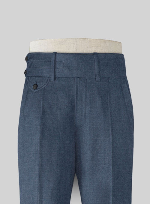 Napolean Slate Blue Double Gurkha Wool Trousers - Click Image to Close