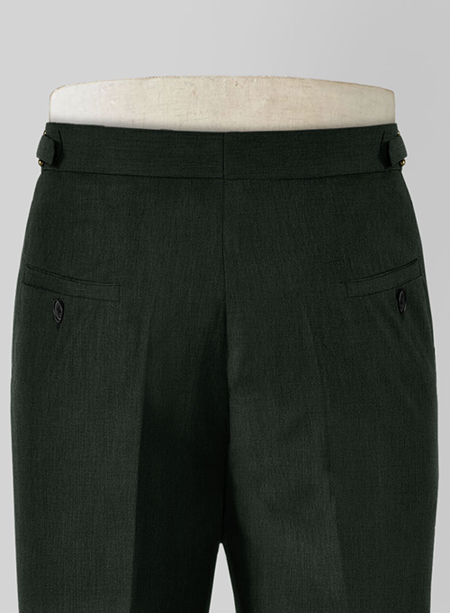 Napolean Stretch Dark Green Highland Wool Trousers