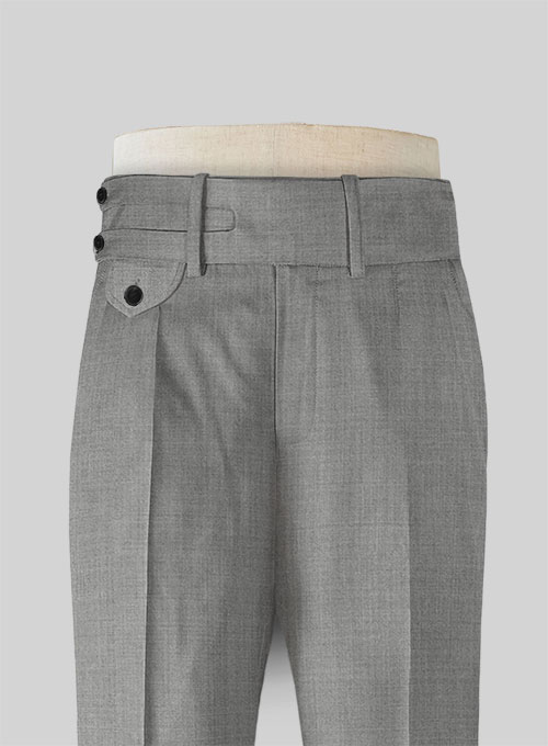 Napolean Worsted Light Gray Double Gurkha Wool Trousers - Click Image to Close