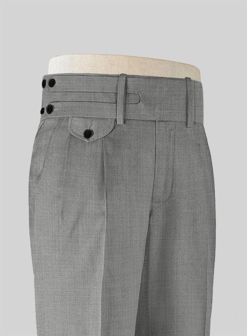 Napolean Worsted Light Gray Double Gurkha Wool Trousers - Click Image to Close