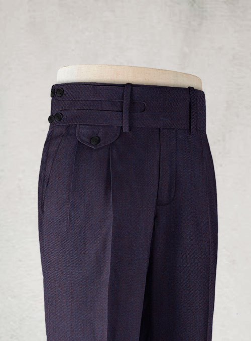 Napolean Eggplant Double Gurkha Wool Trousers - Click Image to Close