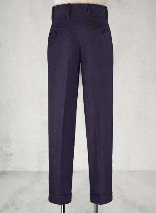 Napolean Eggplant Double Gurkha Wool Trousers - Click Image to Close