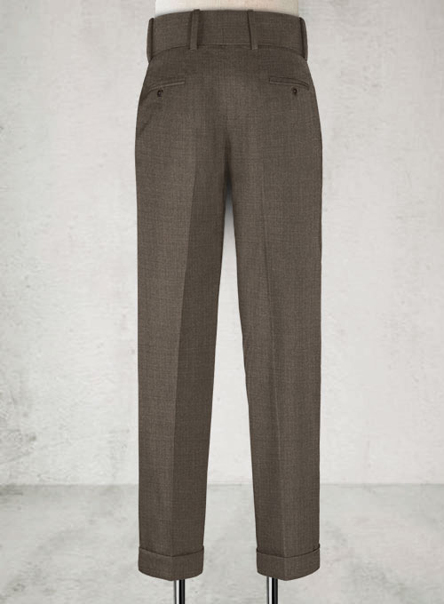 Napolean Sharkskin Brown Double Gurkha Wool Trousers - Click Image to Close