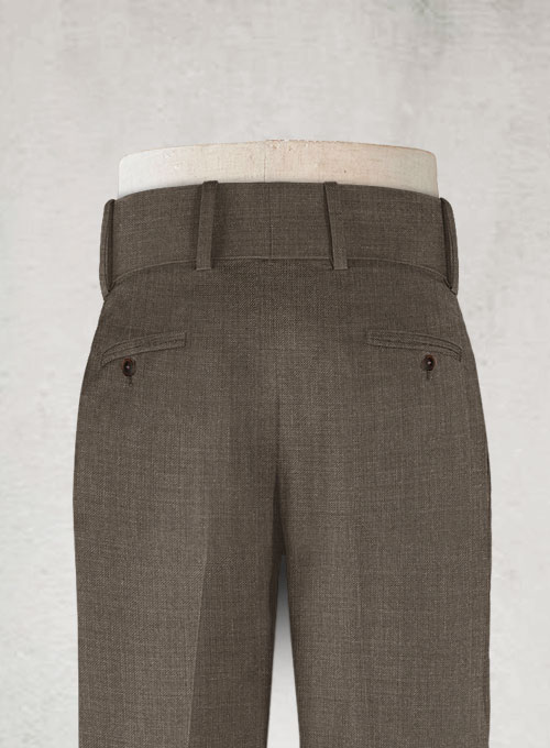 Napolean Sharkskin Brown Double Gurkha Wool Trousers