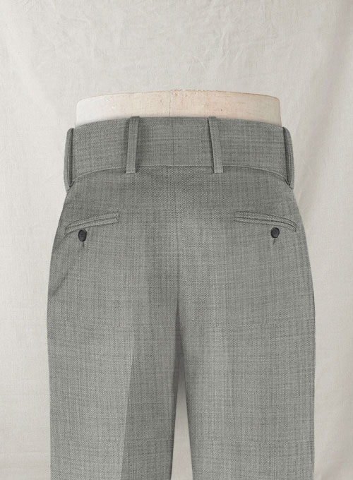 Napolean Sharkskin Light Gray Double Gurkha Wool Trousers - Click Image to Close