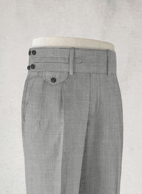 Napolean Worsted Light Gray Double Gurkha Wool Trousers
