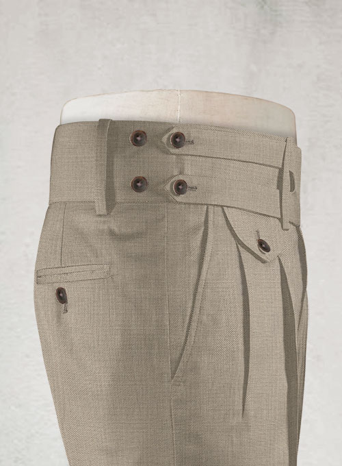 Napolean Sharkskin Light Brown Double Gurkha Wool Trousers