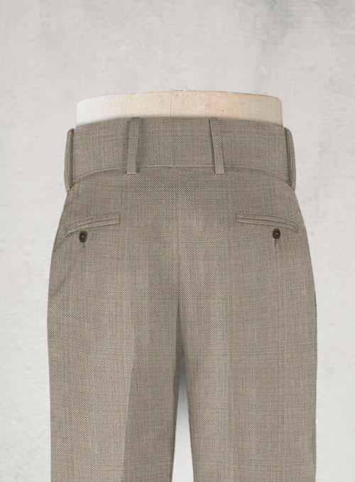 Napolean Sharkskin Light Brown Double Gurkha Wool Trousers - Click Image to Close