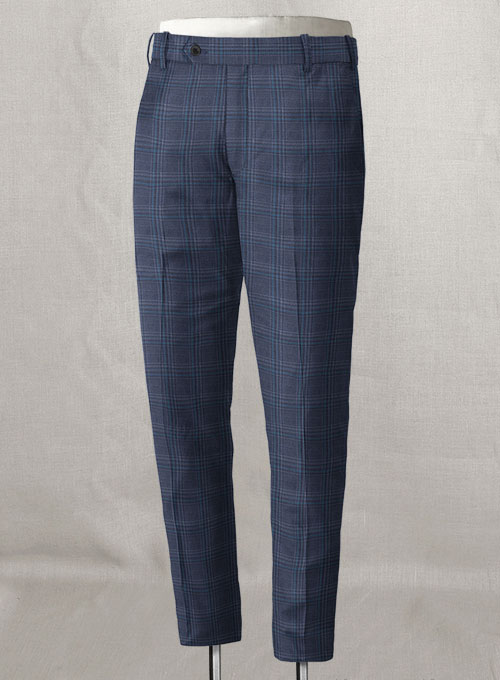 Napolean Tartan Blue Wool Pants - Click Image to Close