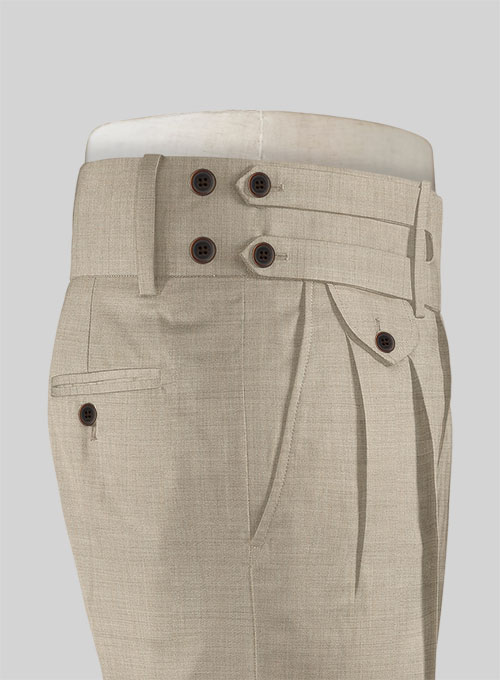 Napolean Melange Khaki Double Gurkha Wool Trousers