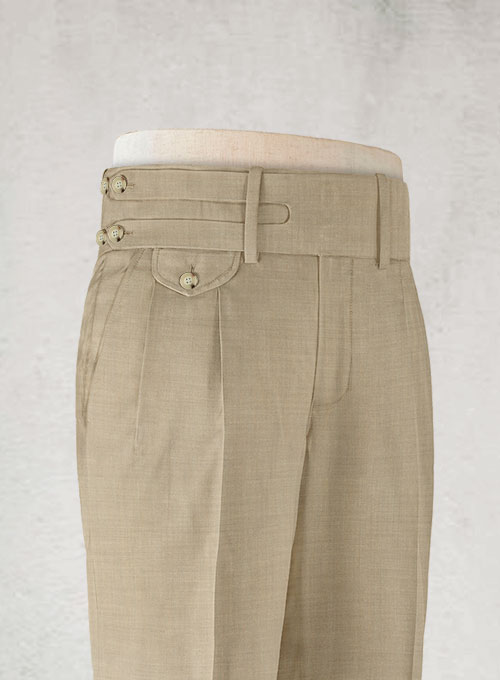 Napolean Melange Khaki Double Gurkha Wool Trousers