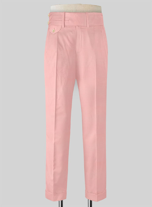 Napolean Runway Pink Double Gurkha Wool Trousers : Made To Measure