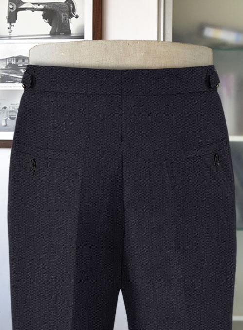Napolean Stretch Navy Blue Highland Wool Trousers - Click Image to Close